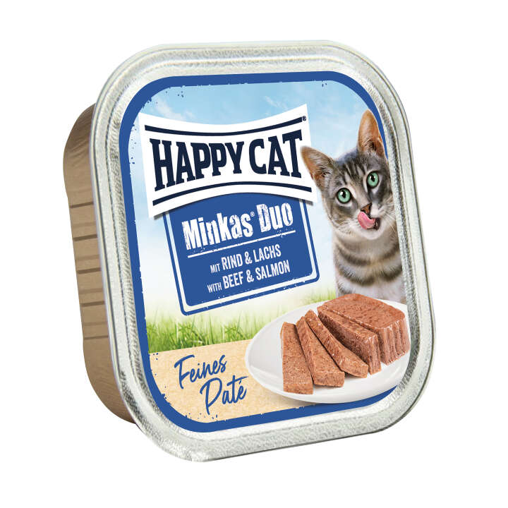 HAPPY CAT Katzen-Nassfutter Minkas Duo Rind & Lachs Paté